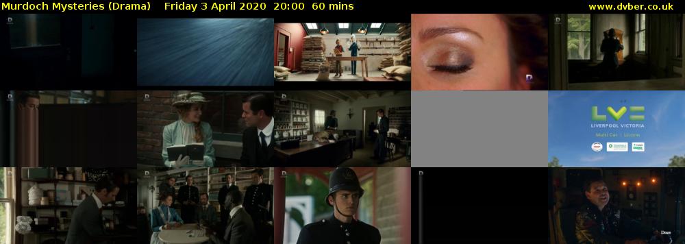 Murdoch Mysteries (Drama) Friday 3 April 2020 20:00 - 21:00