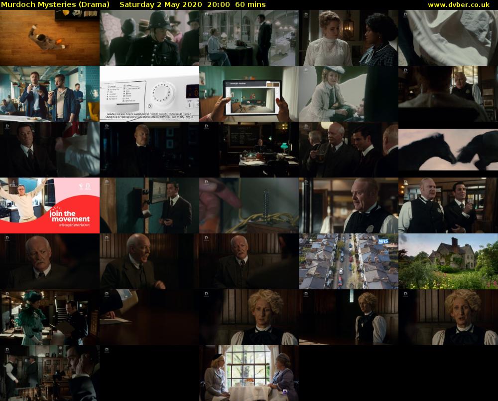 Murdoch Mysteries (Drama) Saturday 2 May 2020 20:00 - 21:00