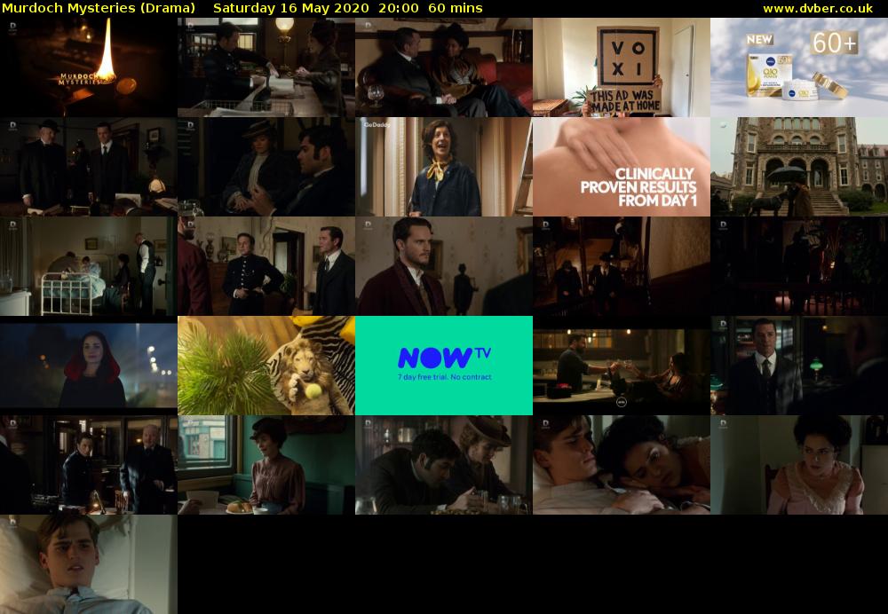 Murdoch Mysteries (Drama) Saturday 16 May 2020 20:00 - 21:00