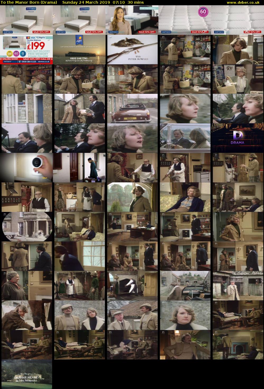 To the Manor Born (Drama) Sunday 24 March 2019 07:10 - 07:40