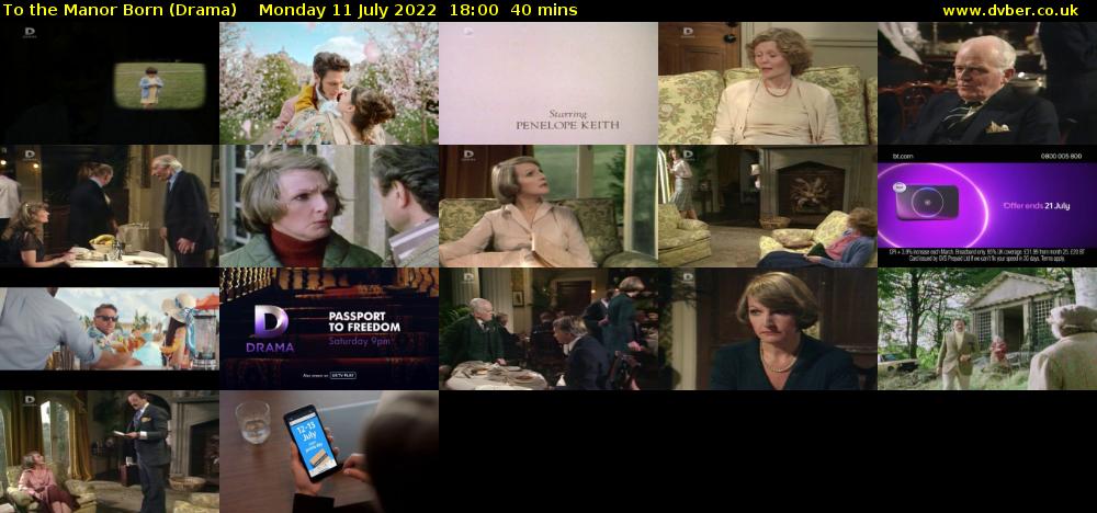 To the Manor Born (Drama) Monday 11 July 2022 18:00 - 18:40