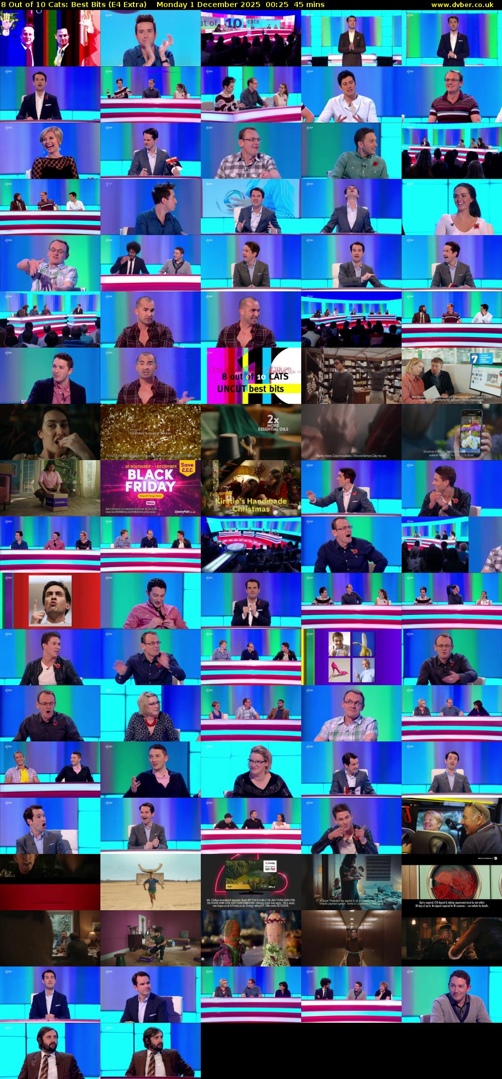 8 Out of 10 Cats: Best Bits (E4 Extra) Monday 1 December 2025 00:25 - 01:10
