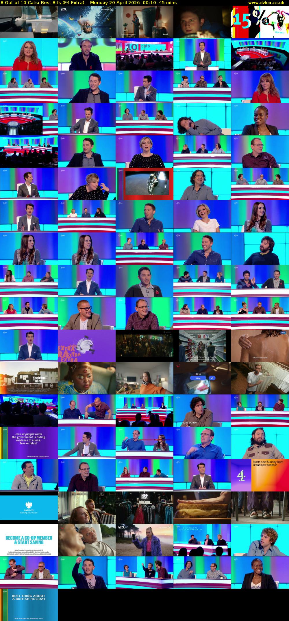 8 Out of 10 Cats: Best Bits (E4 Extra) Monday 20 April 2026 00:10 - 00:55
