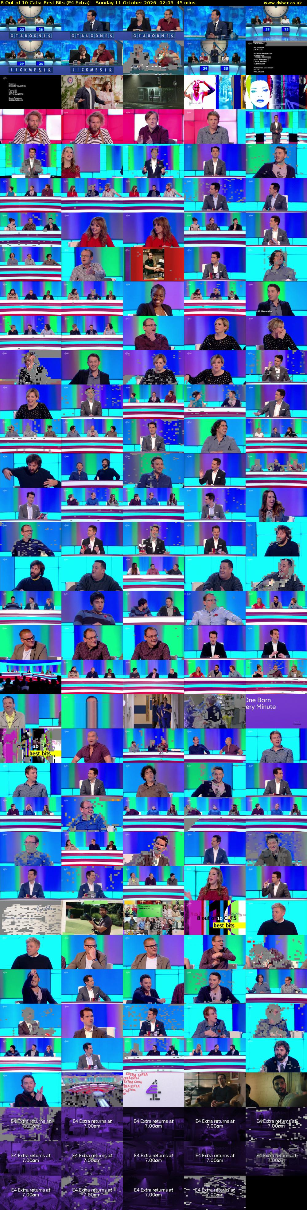 8 Out of 10 Cats: Best Bits (E4 Extra) Sunday 11 October 2026 02:05 - 02:50