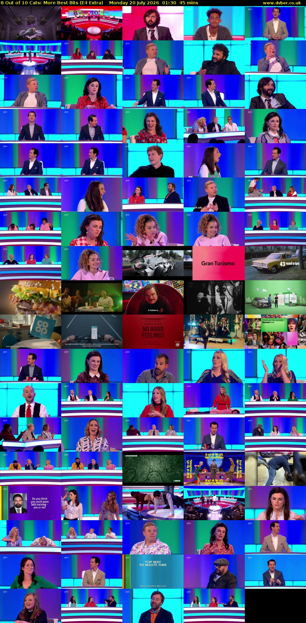 8 Out of 10 Cats: More Best Bits (E4 Extra) Monday 20 July 2026 01:30 - 02:15