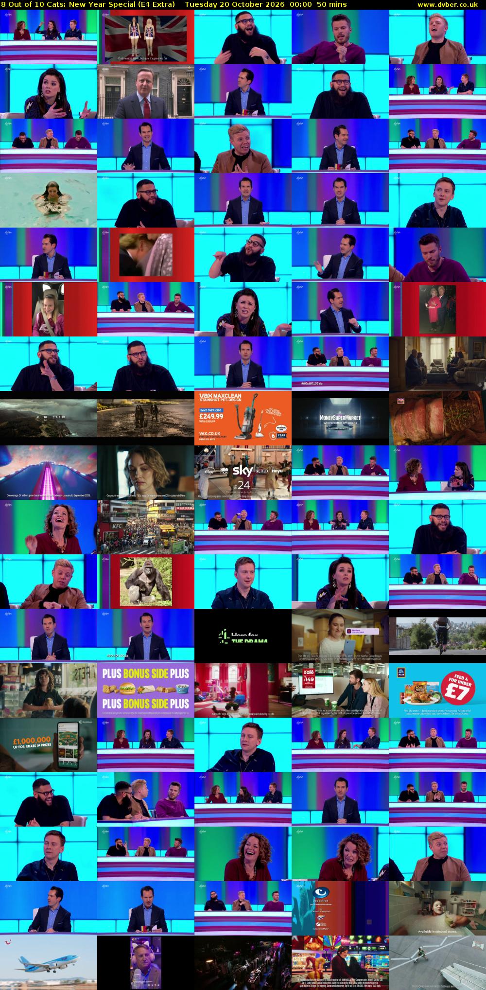 8 Out of 10 Cats: New Year Special (E4 Extra) Tuesday 20 October 2026 00:00 - 00:50