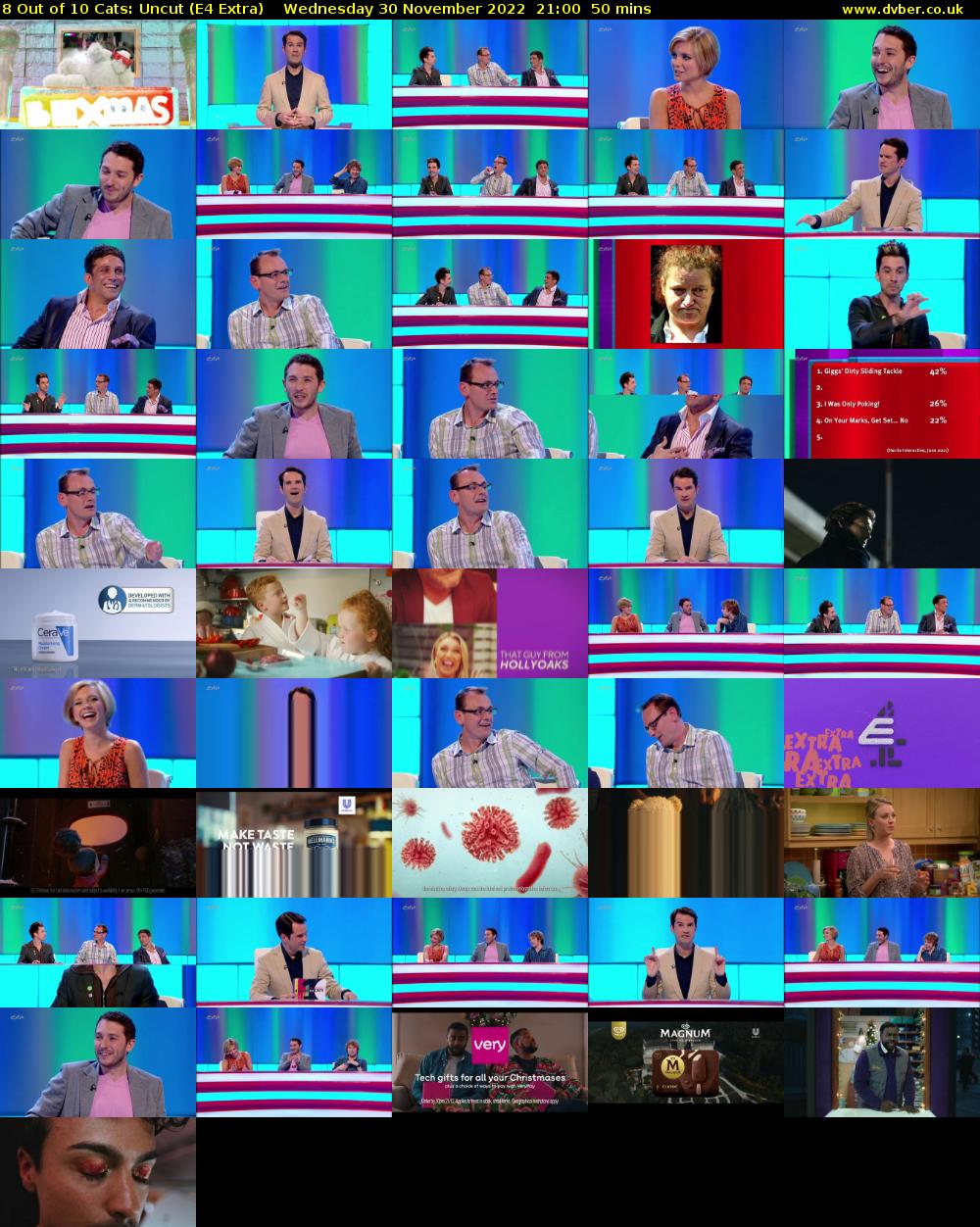 8 Out of 10 Cats: Uncut (E4 Extra) Wednesday 30 November 2022 21:00 - 21:50