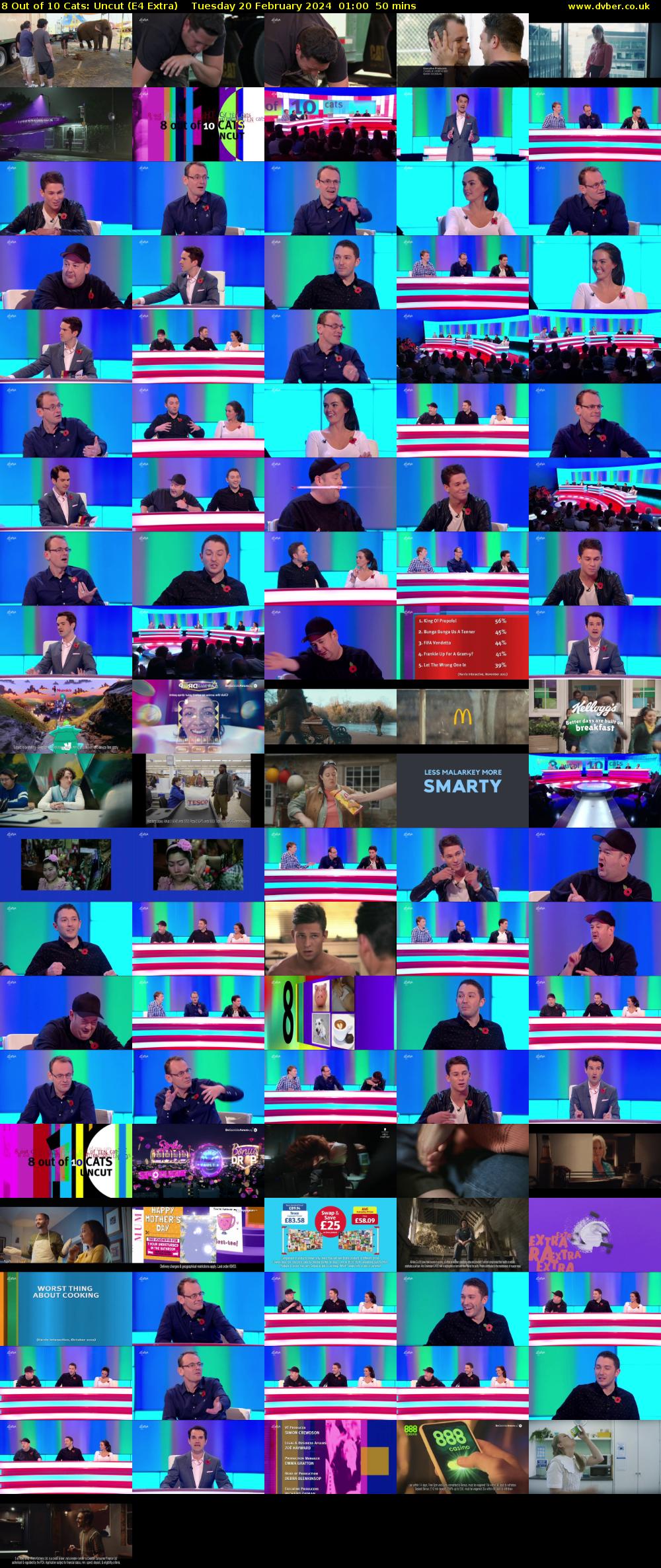 8 Out of 10 Cats: Uncut (E4 Extra) Tuesday 20 February 2024 01:00 - 01:50
