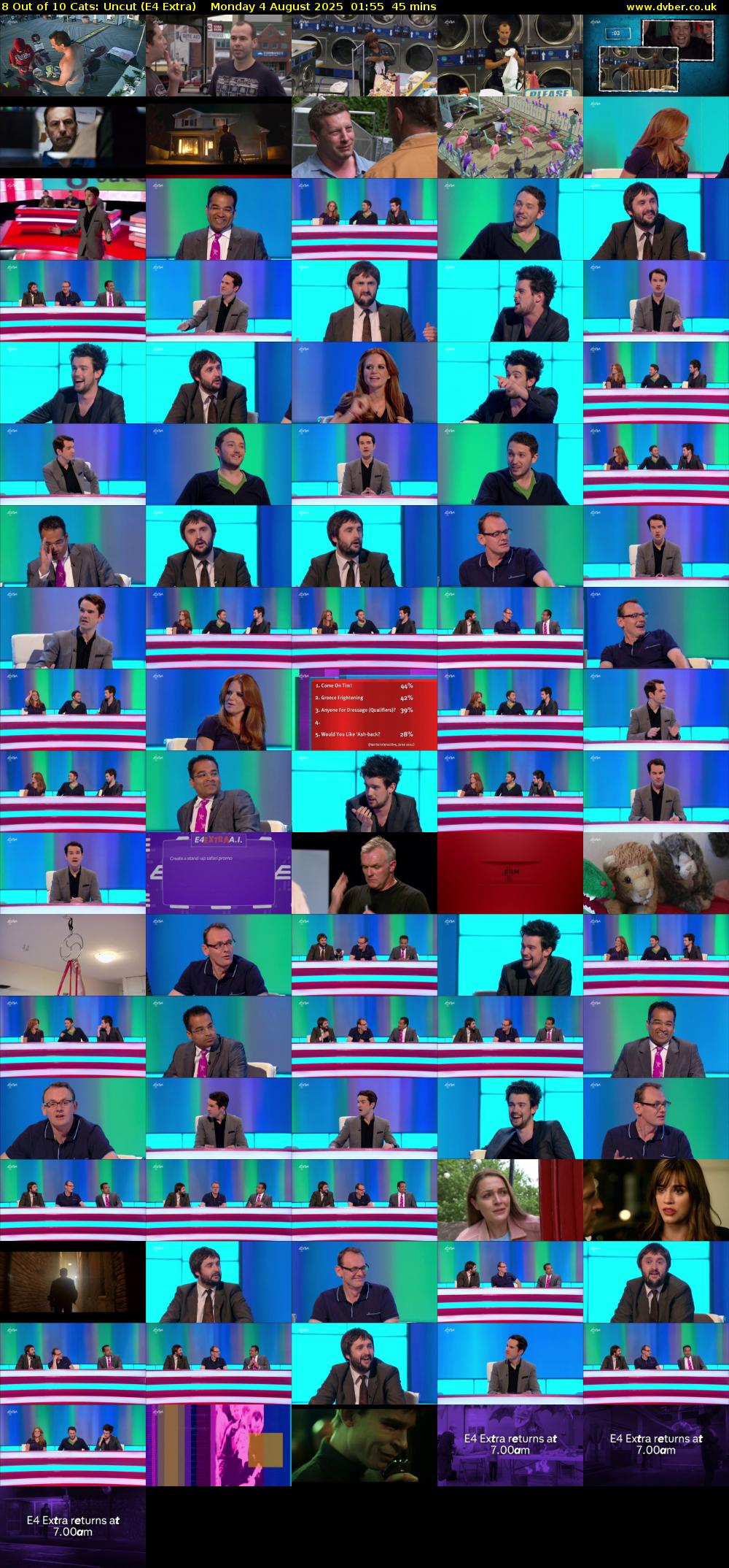 8 Out of 10 Cats: Uncut (E4 Extra) Monday 4 August 2025 01:55 - 02:40