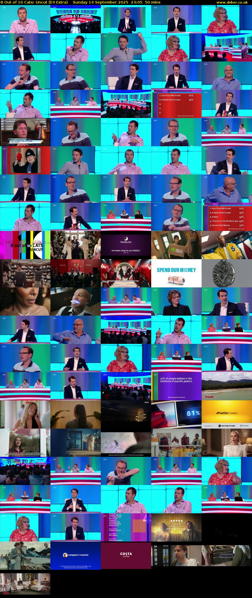 8 Out of 10 Cats: Uncut (E4 Extra) Sunday 14 September 2025 23:05 - 23:55