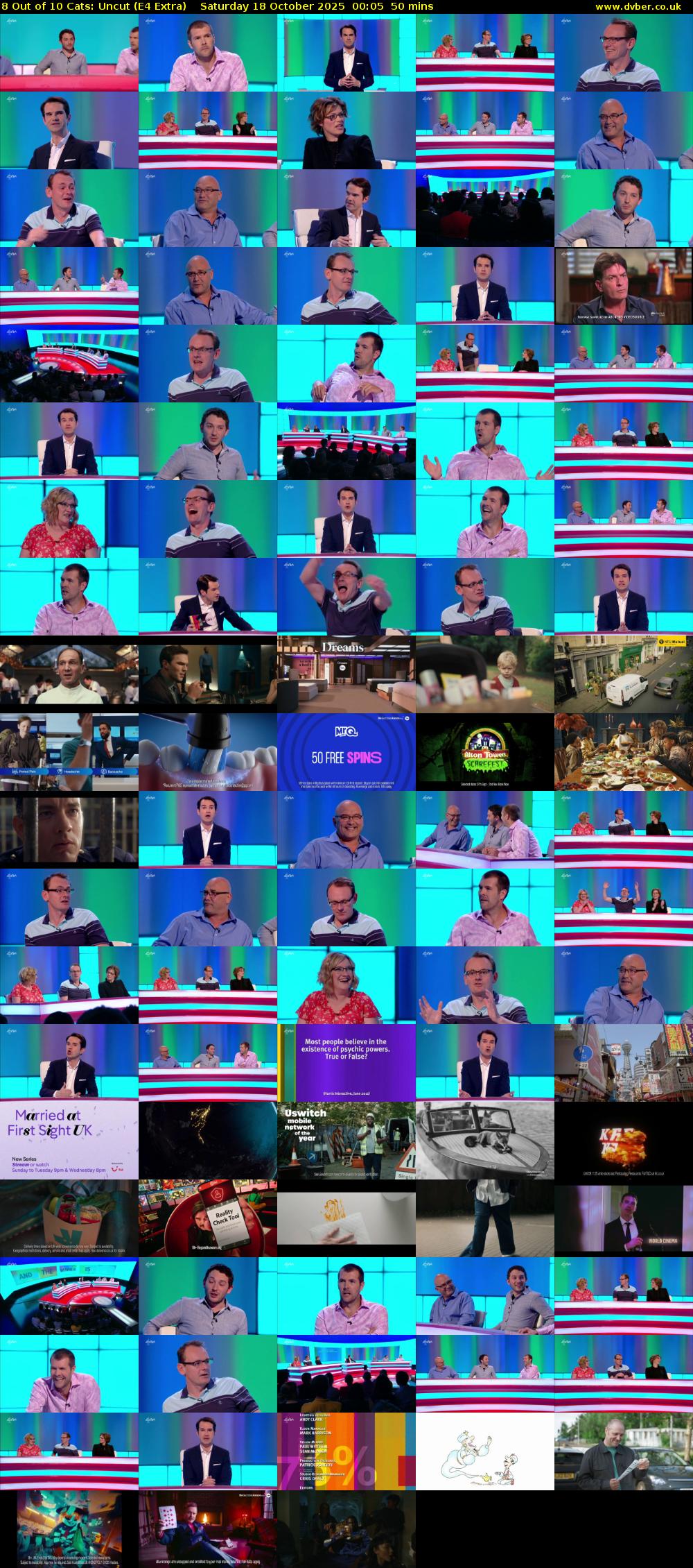 8 Out of 10 Cats: Uncut (E4 Extra) Saturday 18 October 2025 00:05 - 00:55