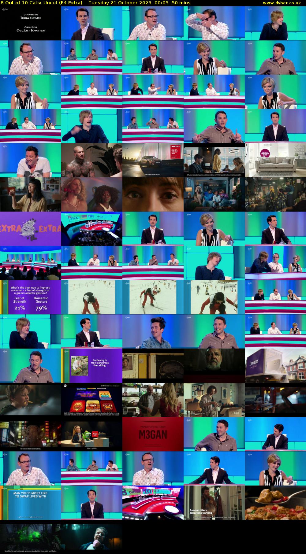8 Out of 10 Cats: Uncut (E4 Extra) Tuesday 21 October 2025 00:05 - 00:55