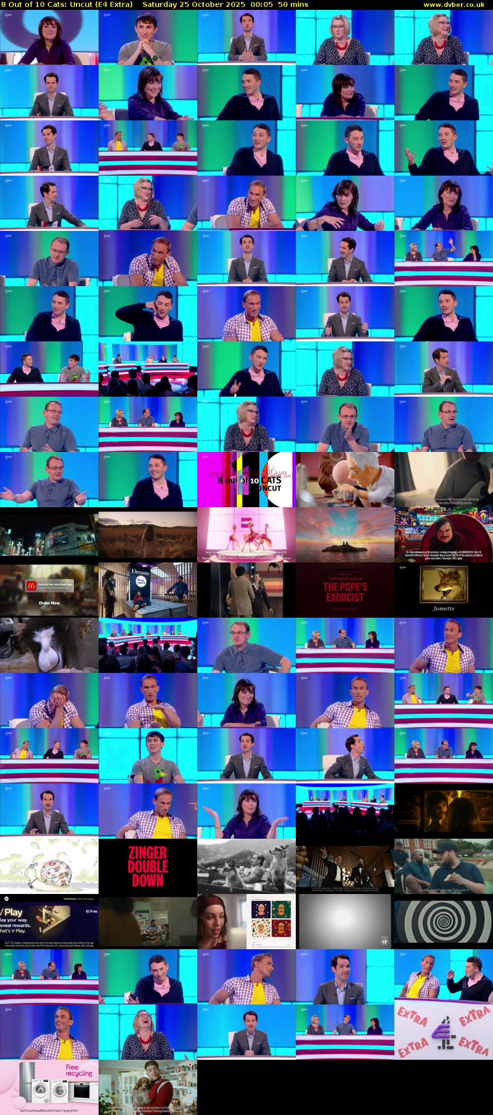 8 Out of 10 Cats: Uncut (E4 Extra) Saturday 25 October 2025 00:05 - 00:55