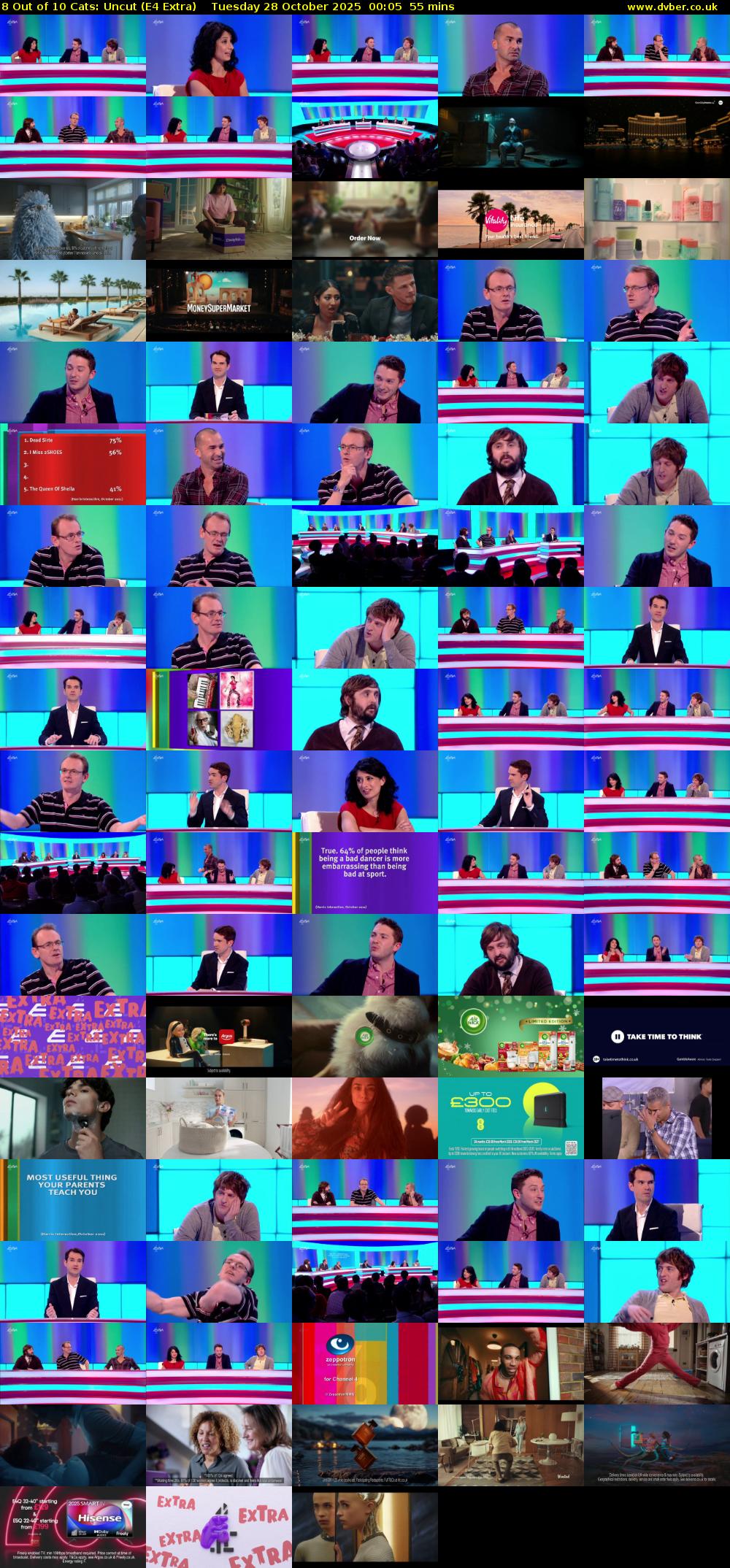 8 Out of 10 Cats: Uncut (E4 Extra) Tuesday 28 October 2025 00:05 - 01:00