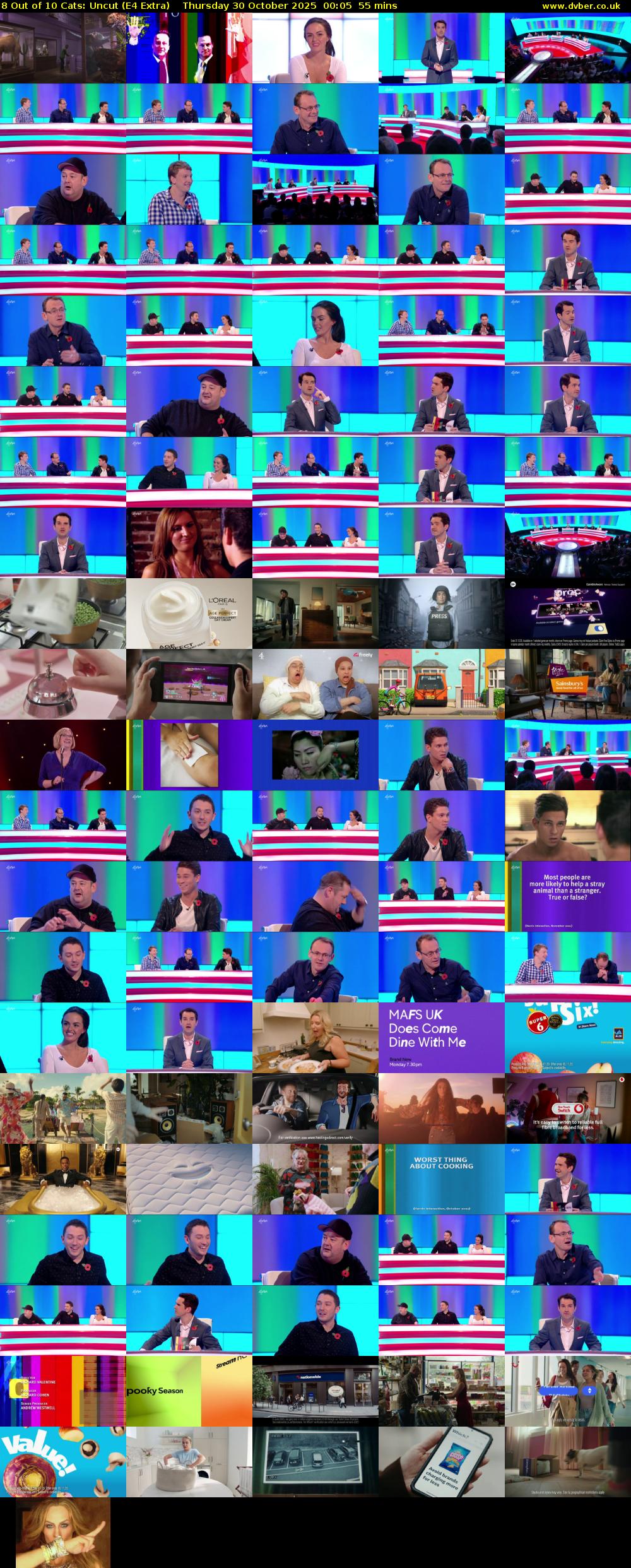 8 Out of 10 Cats: Uncut (E4 Extra) Thursday 30 October 2025 00:05 - 01:00