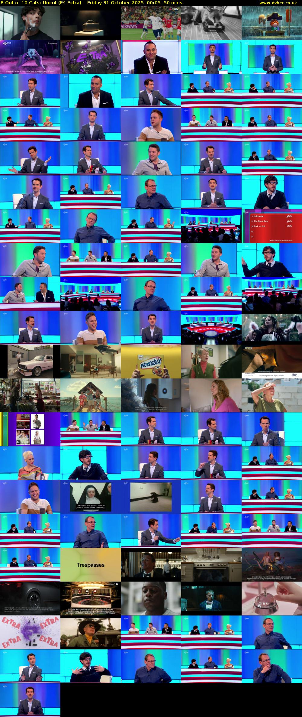 8 Out of 10 Cats: Uncut (E4 Extra) Friday 31 October 2025 00:05 - 00:55