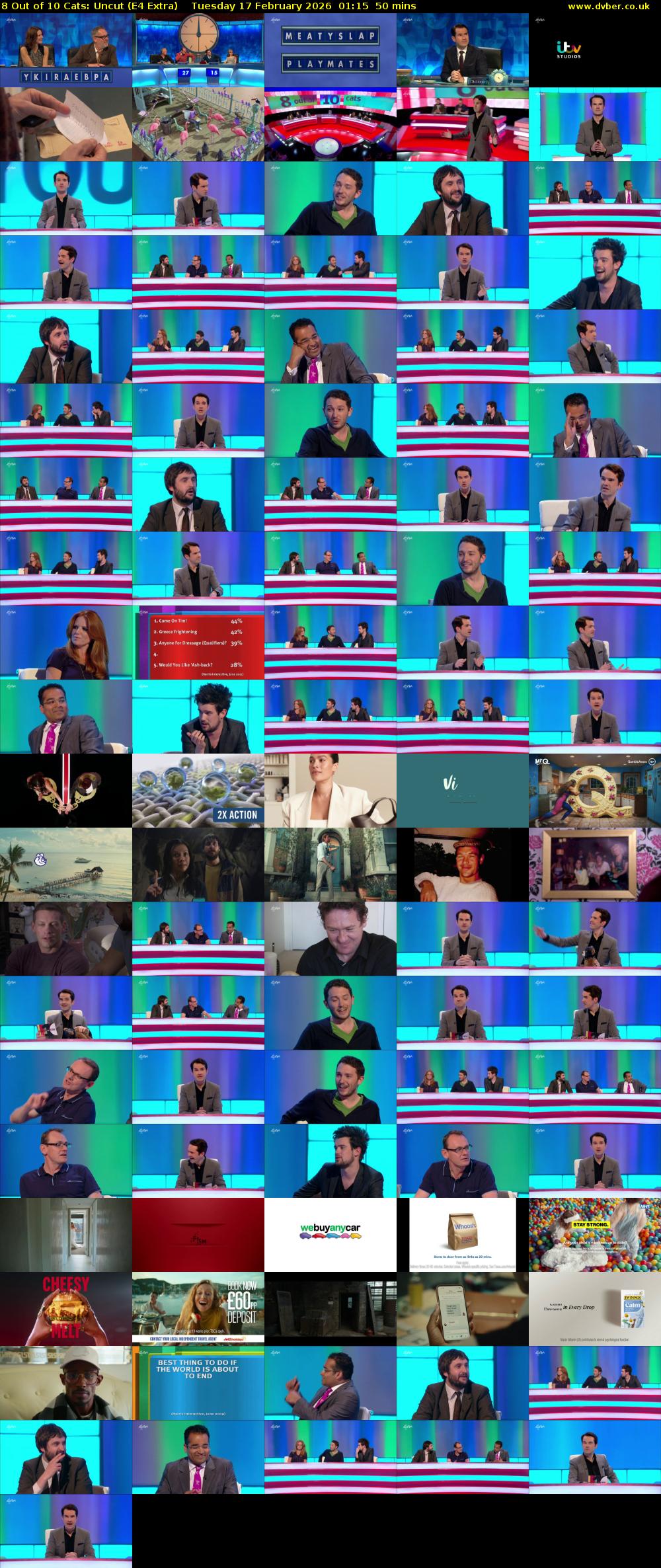 8 Out of 10 Cats: Uncut (E4 Extra) Tuesday 17 February 2026 01:15 - 02:05