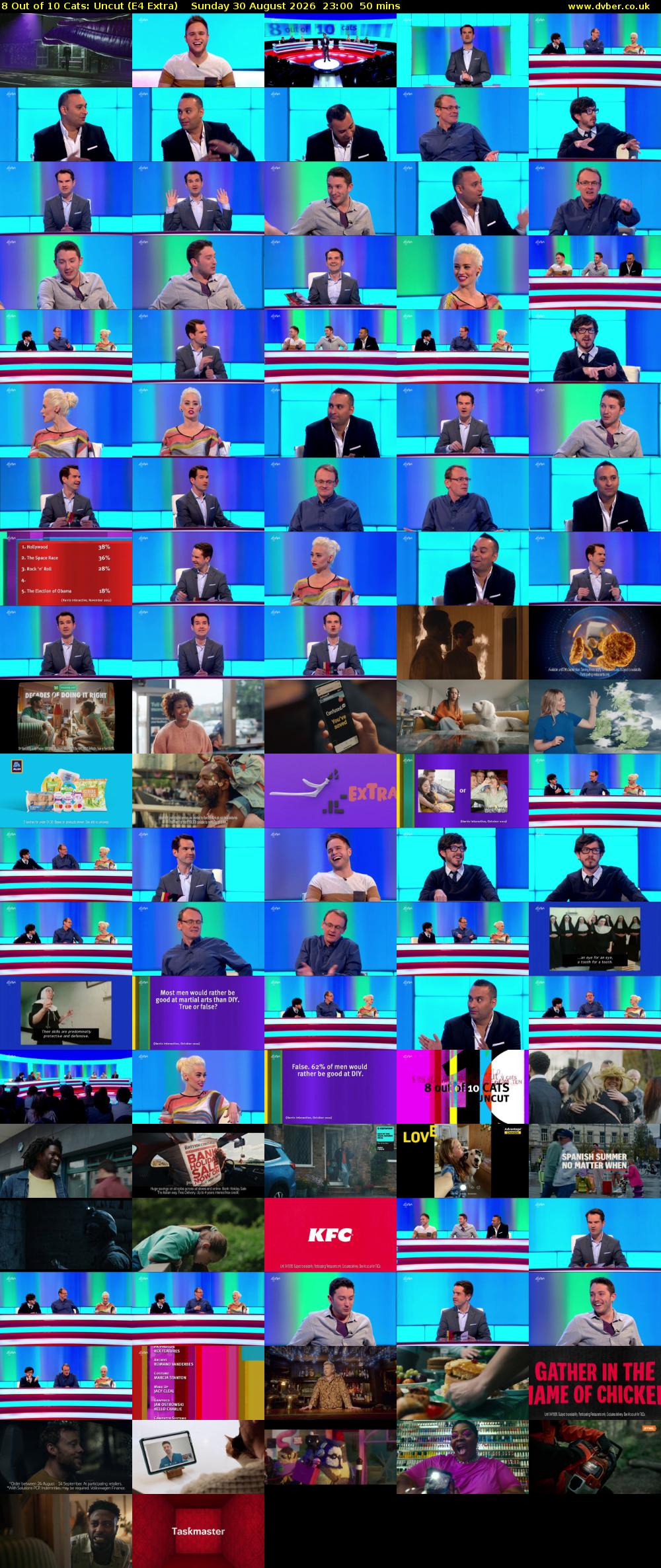 8 Out of 10 Cats: Uncut (E4 Extra) Sunday 30 August 2026 23:00 - 23:50