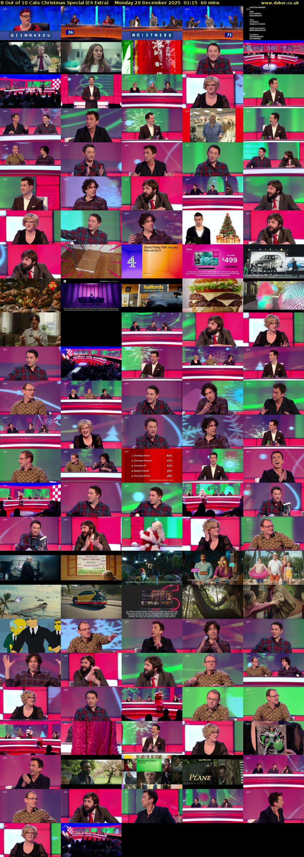 8 Out of 10 Cats Christmas Special (E4 Extra) Monday 29 December 2025 01:15 - 02:15