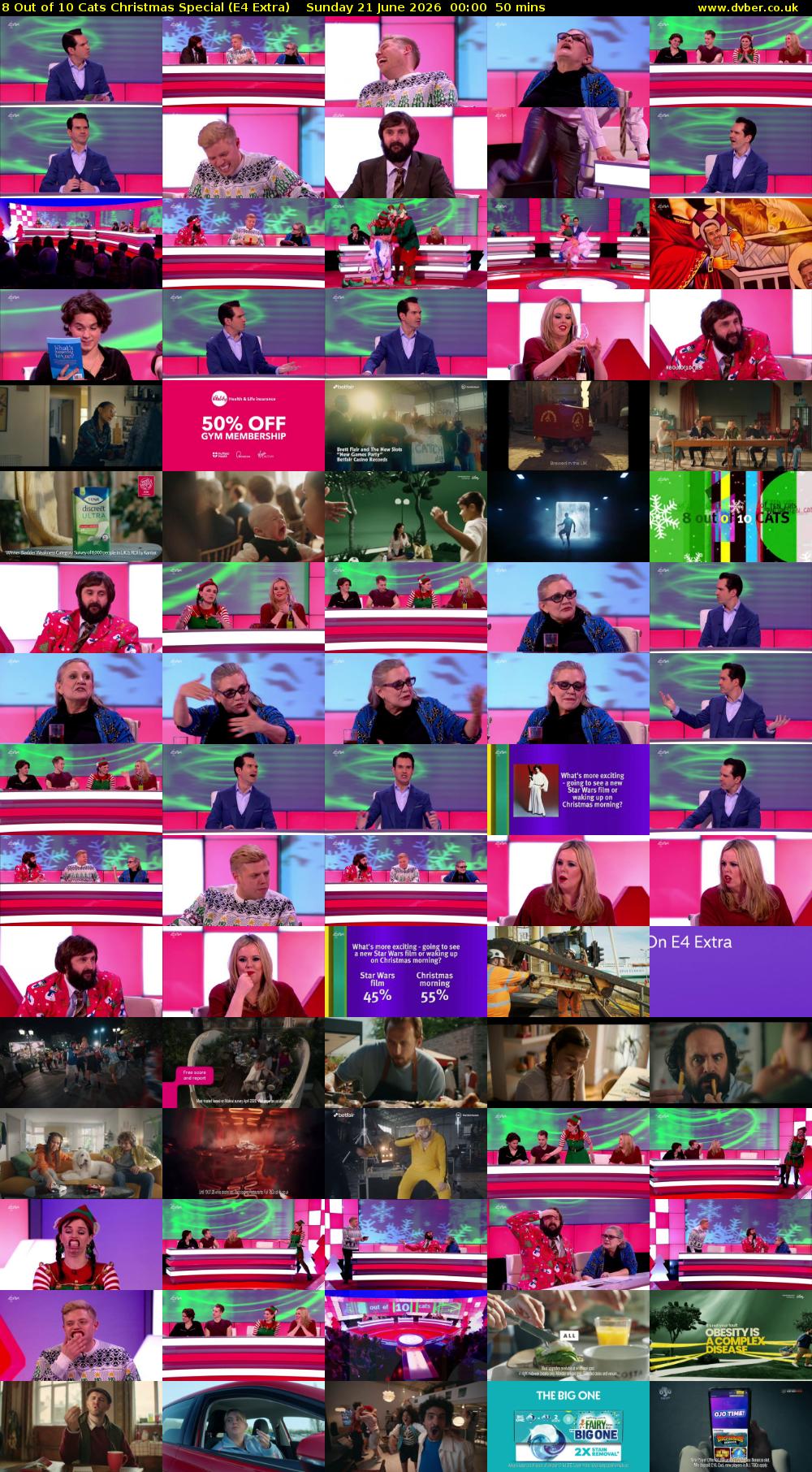 8 Out of 10 Cats Christmas Special (E4 Extra) Sunday 21 June 2026 00:00 - 00:50