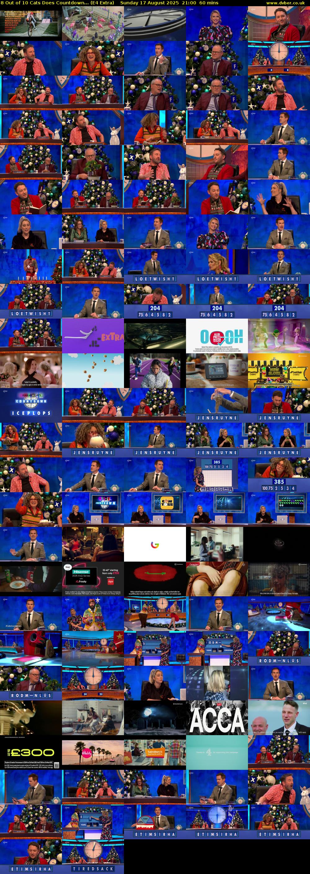8 Out of 10 Cats Does Countdown... (E4 Extra) Sunday 17 August 2025 21:00 - 22:00