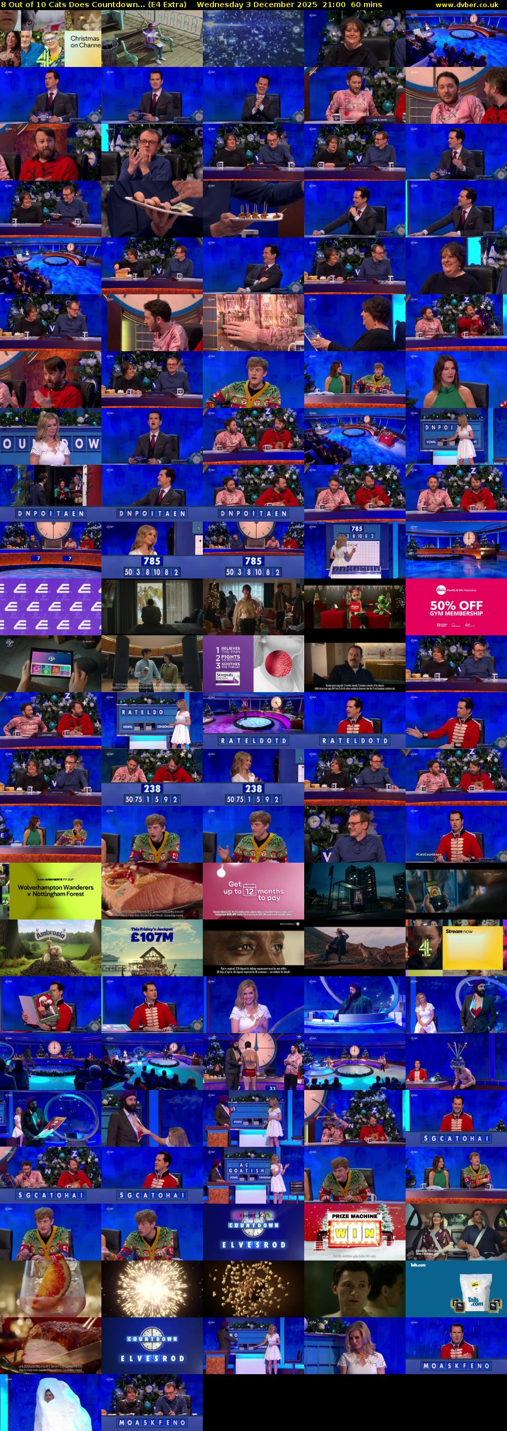 8 Out of 10 Cats Does Countdown... (E4 Extra) Wednesday 3 December 2025 21:00 - 22:00