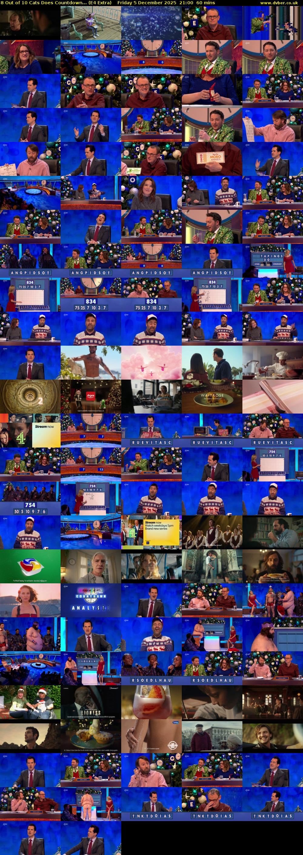 8 Out of 10 Cats Does Countdown... (E4 Extra) Friday 5 December 2025 21:00 - 22:00