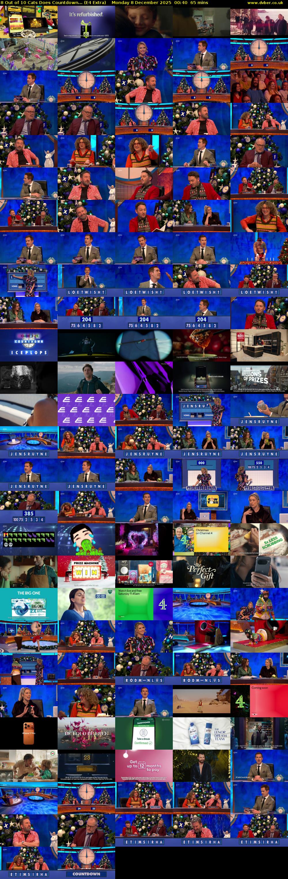 8 Out of 10 Cats Does Countdown... (E4 Extra) Monday 8 December 2025 00:40 - 01:45