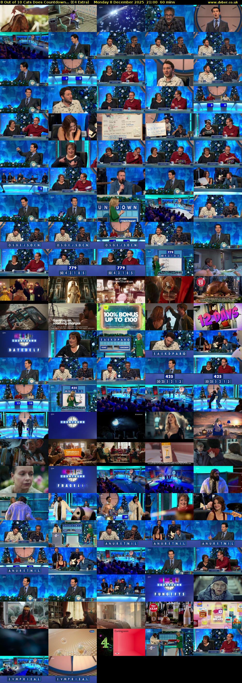 8 Out of 10 Cats Does Countdown... (E4 Extra) Monday 8 December 2025 21:00 - 22:00