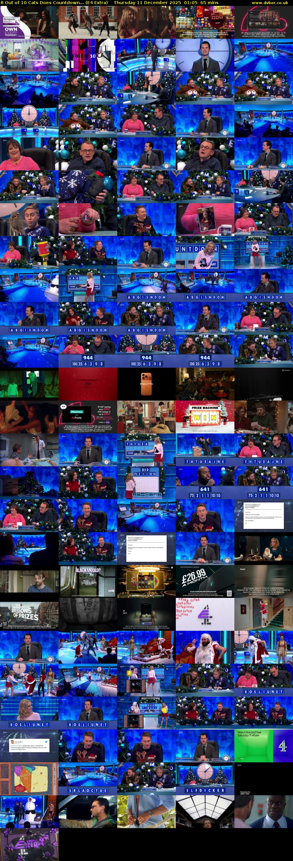 8 Out of 10 Cats Does Countdown... (E4 Extra) Thursday 11 December 2025 01:05 - 02:10