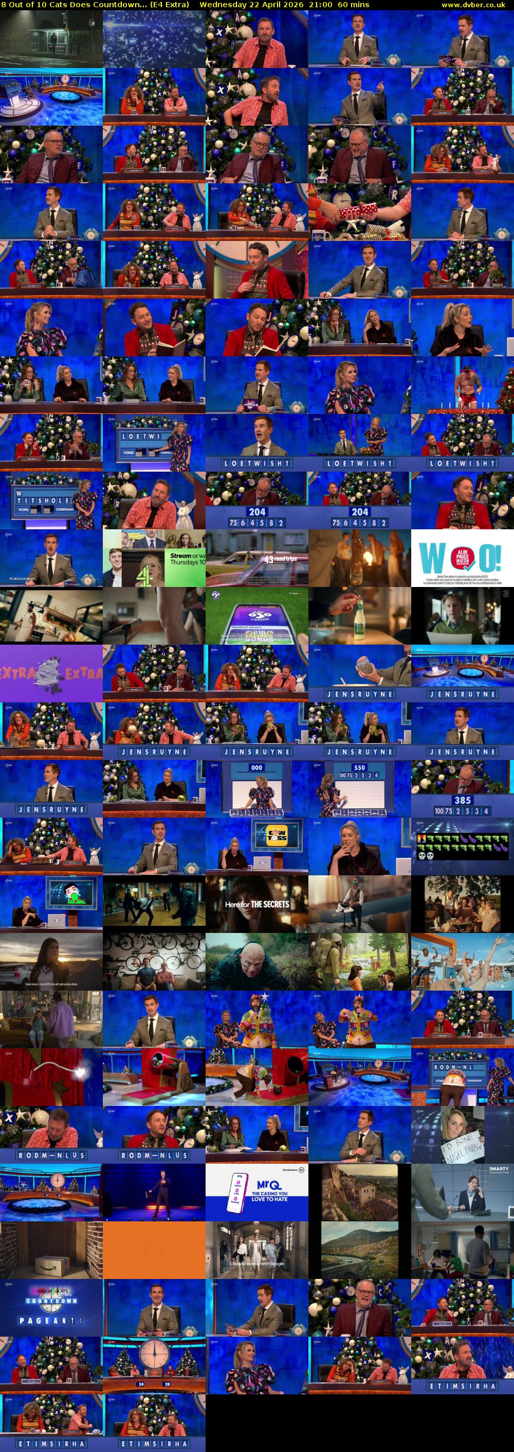 8 Out of 10 Cats Does Countdown... (E4 Extra) Wednesday 22 April 2026 21:00 - 22:00