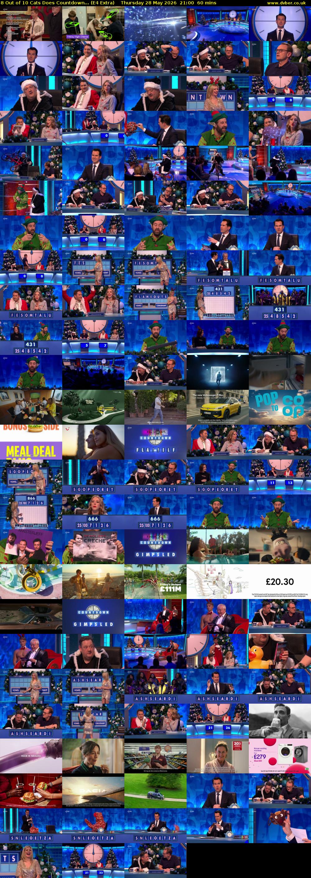 8 Out of 10 Cats Does Countdown... (E4 Extra) Thursday 28 May 2026 21:00 - 22:00