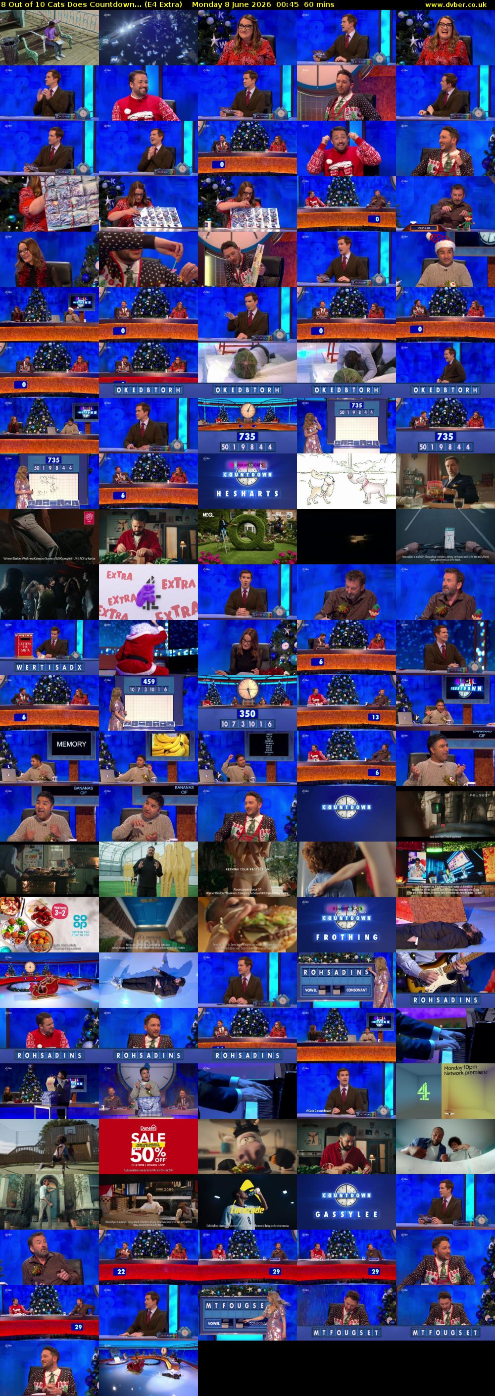 8 Out of 10 Cats Does Countdown... (E4 Extra) Monday 8 June 2026 00:45 - 01:45