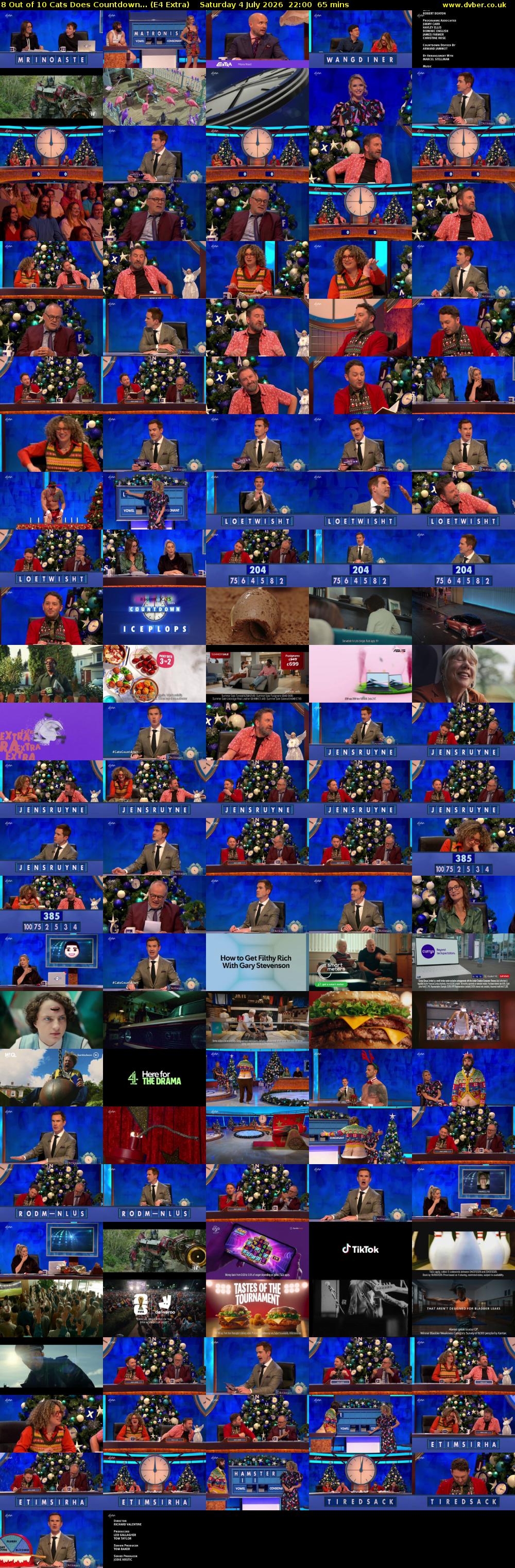 8 Out of 10 Cats Does Countdown... (E4 Extra) Saturday 4 July 2026 22:00 - 23:05