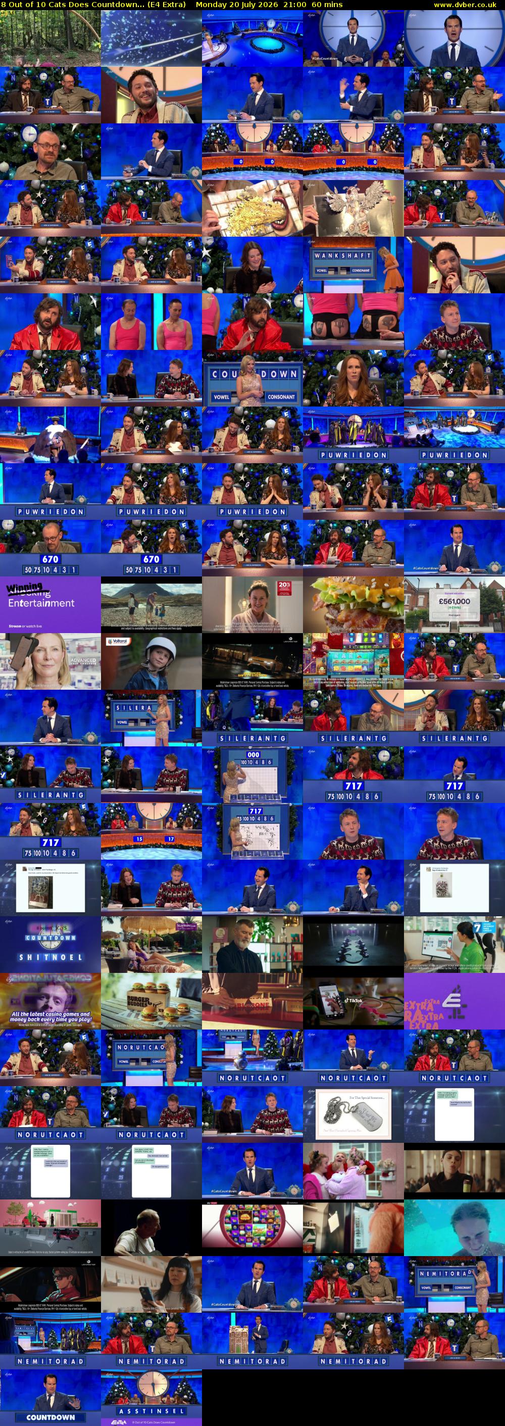 8 Out of 10 Cats Does Countdown... (E4 Extra) Monday 20 July 2026 21:00 - 22:00