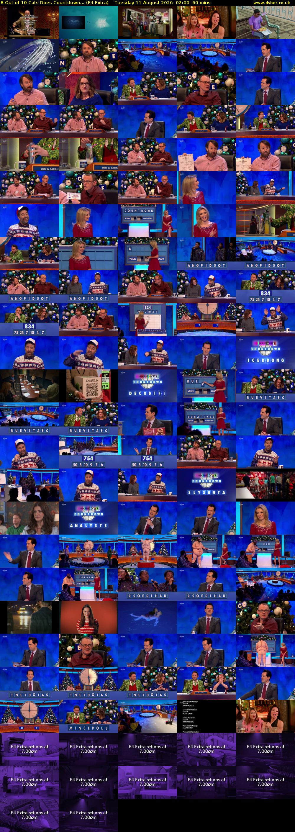 8 Out of 10 Cats Does Countdown... (E4 Extra) Tuesday 11 August 2026 02:00 - 03:00