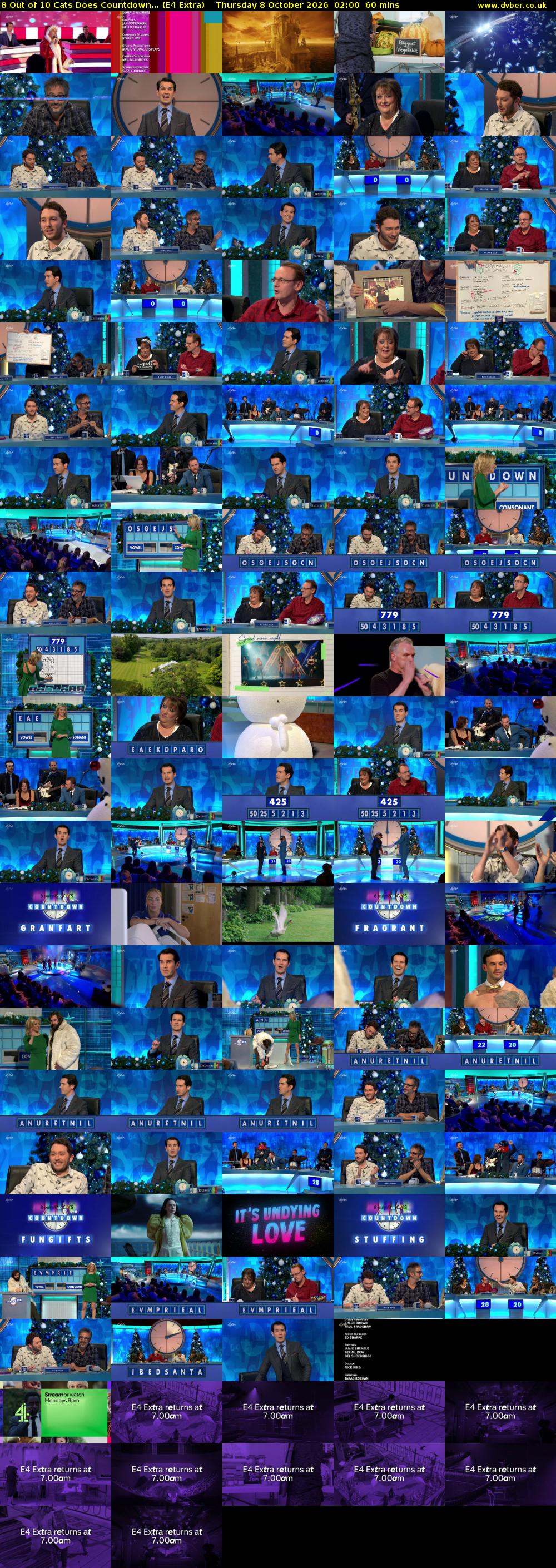 8 Out of 10 Cats Does Countdown... (E4 Extra) Thursday 8 October 2026 02:00 - 03:00