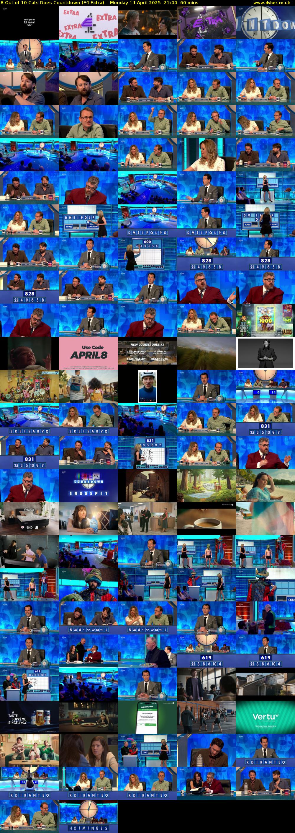 8 Out of 10 Cats Does Countdown (E4 Extra) Monday 14 April 2025 21:00 - 22:00