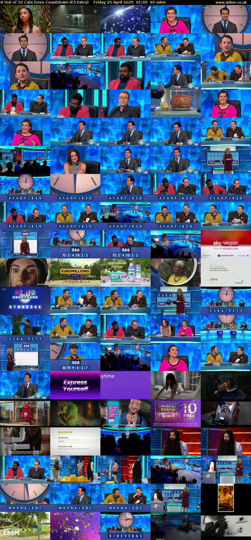 8 Out of 10 Cats Does Countdown (E4 Extra) Friday 25 April 2025 01:05 - 02:10