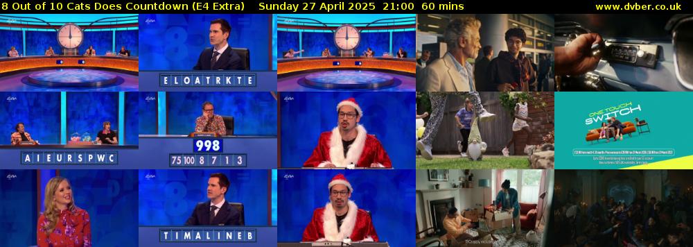 8 Out of 10 Cats Does Countdown (E4 Extra) Sunday 27 April 2025 21:00 - 22:00