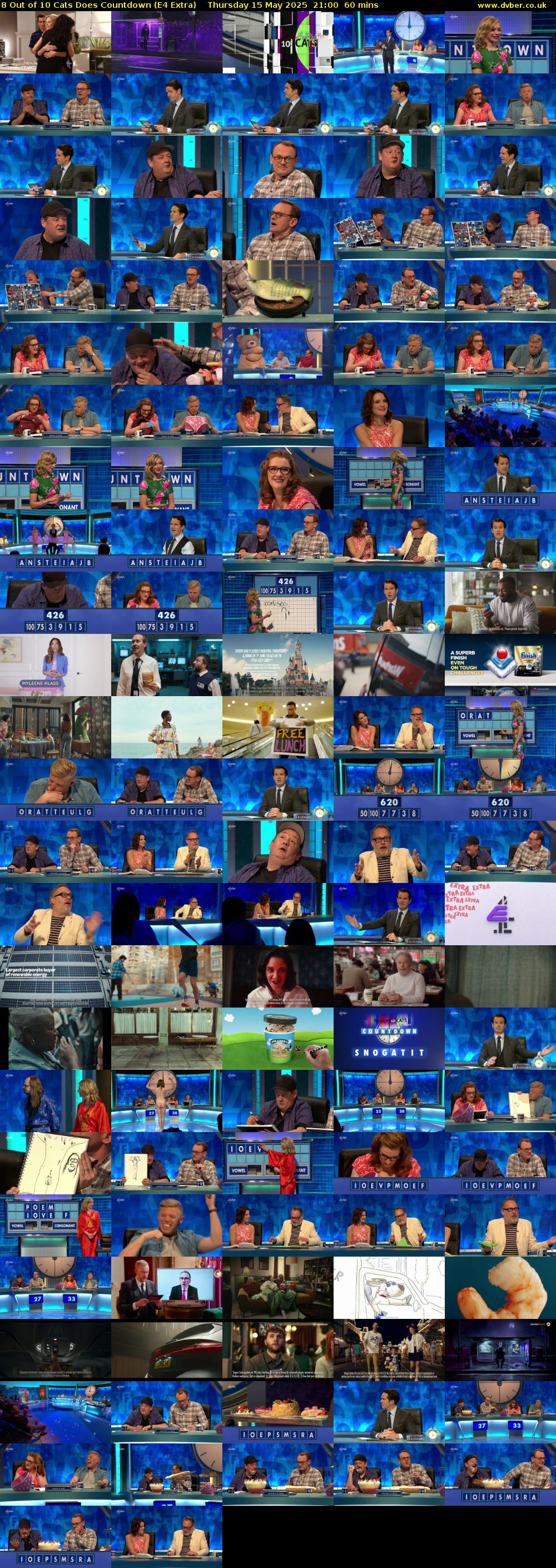 8 Out of 10 Cats Does Countdown (E4 Extra) Thursday 15 May 2025 21:00 - 22:00