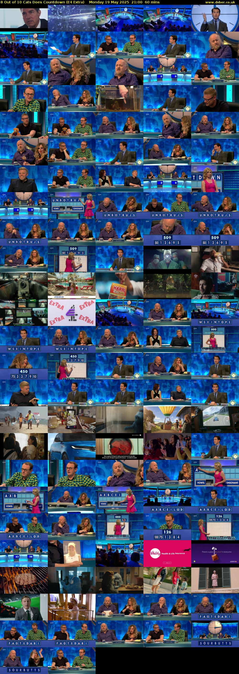 8 Out of 10 Cats Does Countdown (E4 Extra) Monday 19 May 2025 21:00 - 22:00