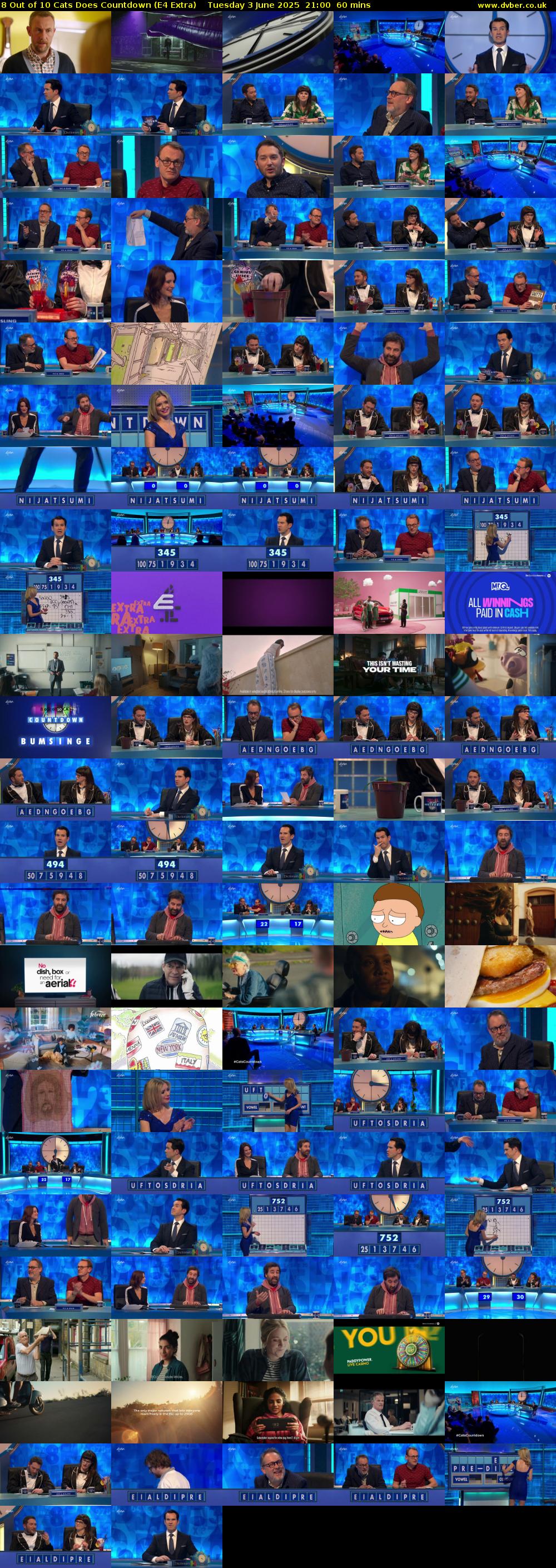 8 Out of 10 Cats Does Countdown (E4 Extra) Tuesday 3 June 2025 21:00 - 22:00