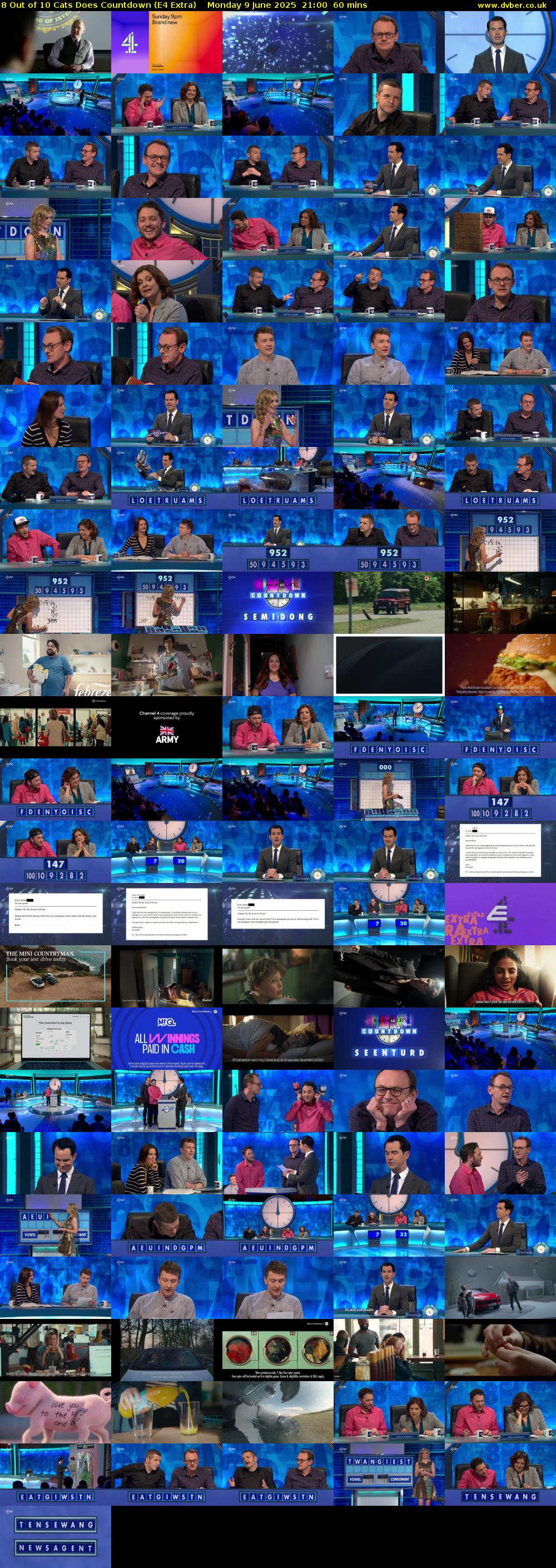 8 Out of 10 Cats Does Countdown (E4 Extra) Monday 9 June 2025 21:00 - 22:00