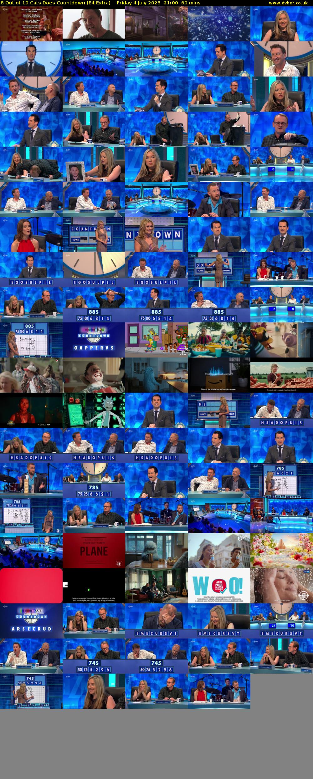 8 Out of 10 Cats Does Countdown (E4 Extra) Friday 4 July 2025 21:00 - 22:00