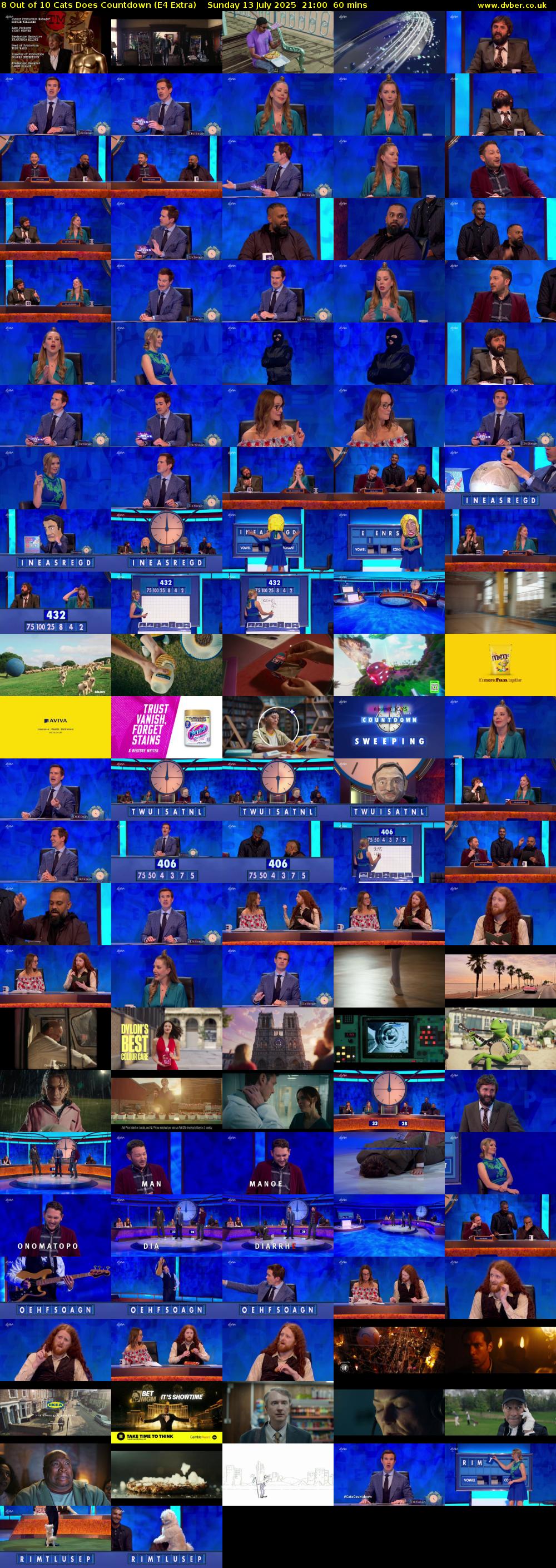 8 Out of 10 Cats Does Countdown (E4 Extra) Sunday 13 July 2025 21:00 - 22:00