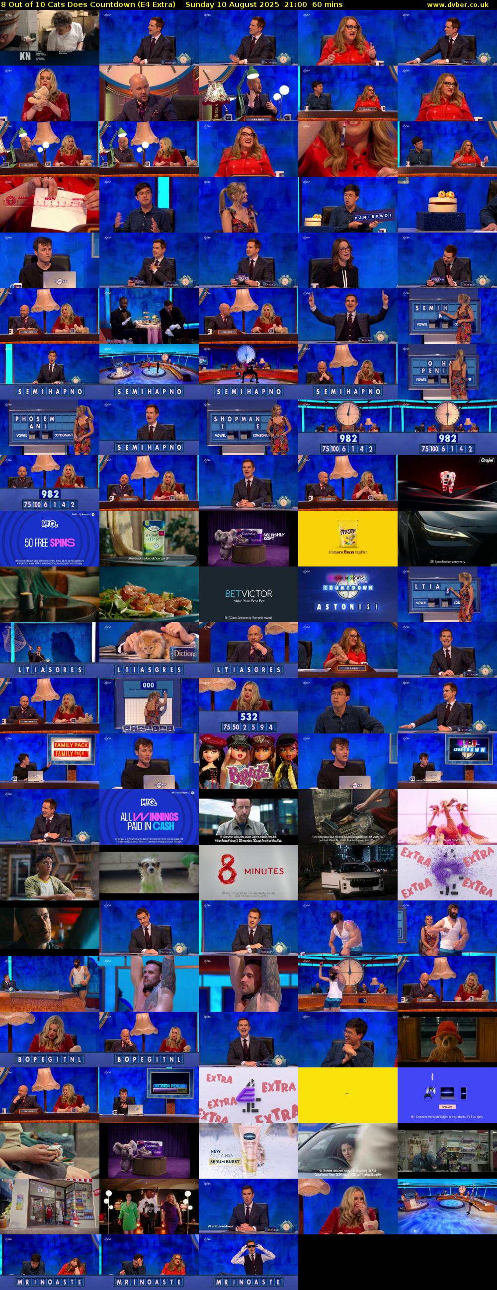 8 Out of 10 Cats Does Countdown (E4 Extra) Sunday 10 August 2025 21:00 - 22:00