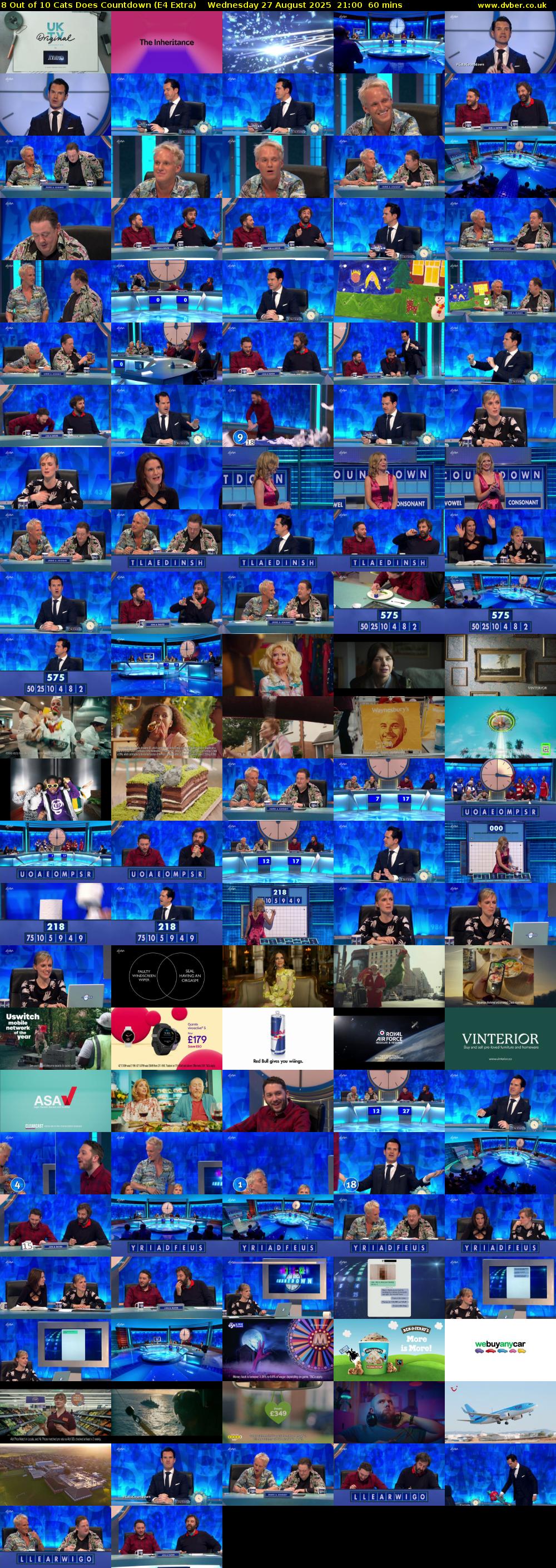 8 Out of 10 Cats Does Countdown (E4 Extra) Wednesday 27 August 2025 21:00 - 22:00