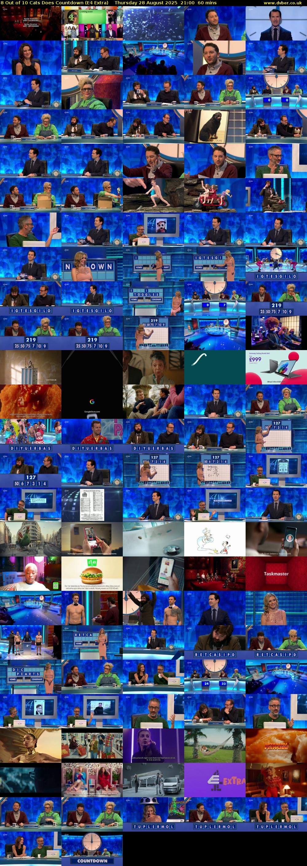 8 Out of 10 Cats Does Countdown (E4 Extra) Thursday 28 August 2025 21:00 - 22:00