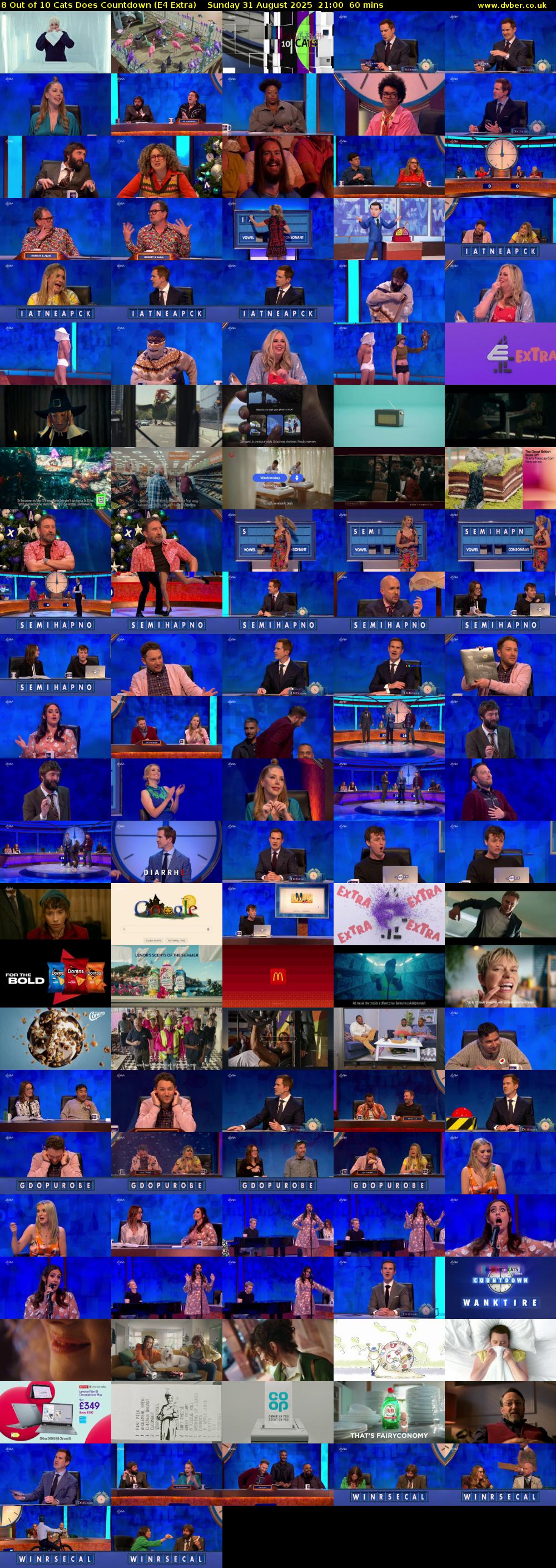 8 Out of 10 Cats Does Countdown (E4 Extra) Sunday 31 August 2025 21:00 - 22:00